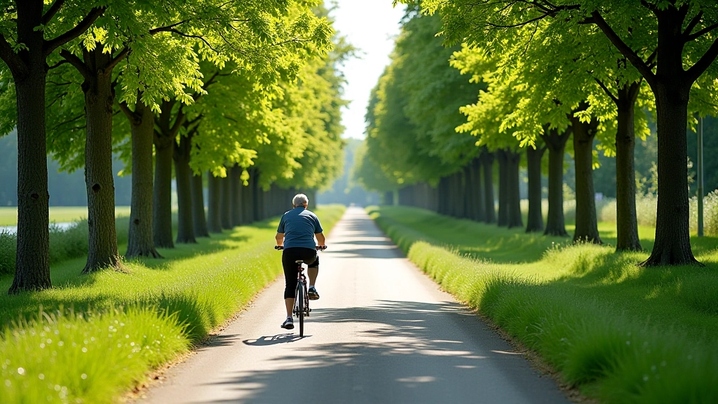 Veloceliņš pa kanālu ar skaistu ainavas un kokiem abās pusēs